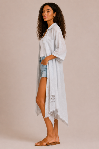 Amorosa Tattered Cardigan - Light Grey