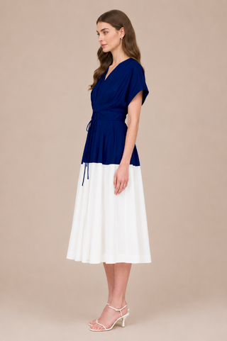 Zoe and Claire Navy and White Color Block Dress SP1205