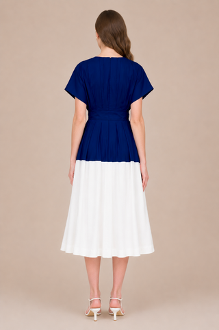 Zoe and Claire Navy and White Color Block Dress SP1205
