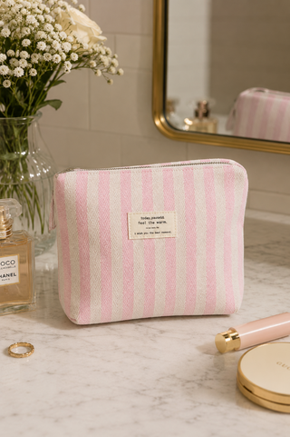 Pink Striped Color Block Make Up Bag Dipped Shop DP25A565