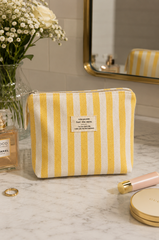 Yellow Striped Color Block Make Up Bag Dipped Shop DP25A565-Yellow