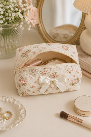 Cute Bow Flower Print Makeup Bag Dipped Shop DP25C569
