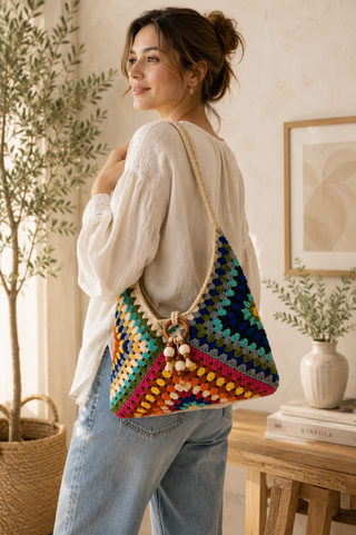Simple Beach Straw Shoulder Bag Dipped Shop DP25B750-Colorful