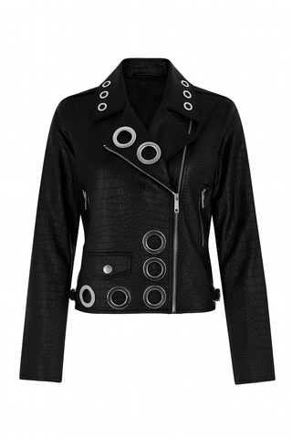 Patent Leather and Grommet Moto Jacket