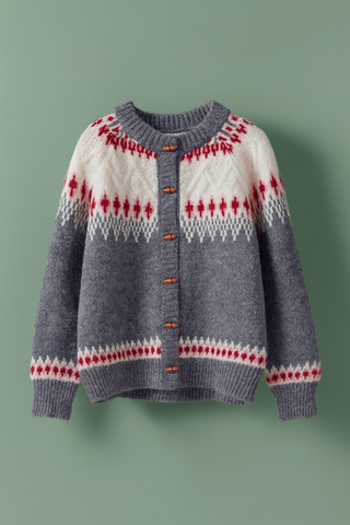 Nordic Fair Isle Cardigan | Grey