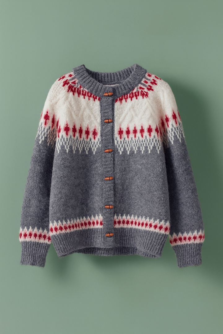 Nordic Fair Isle Cardigan | Grey
