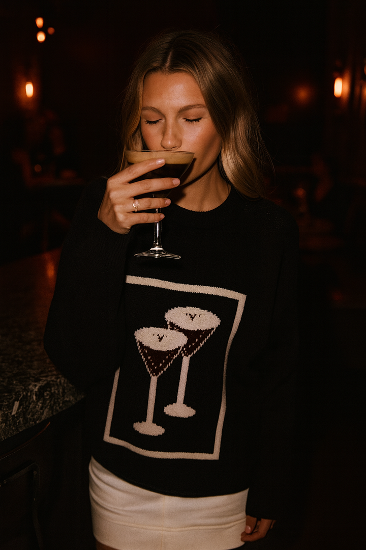Double Espresso Martini Jacquard Sweater Top