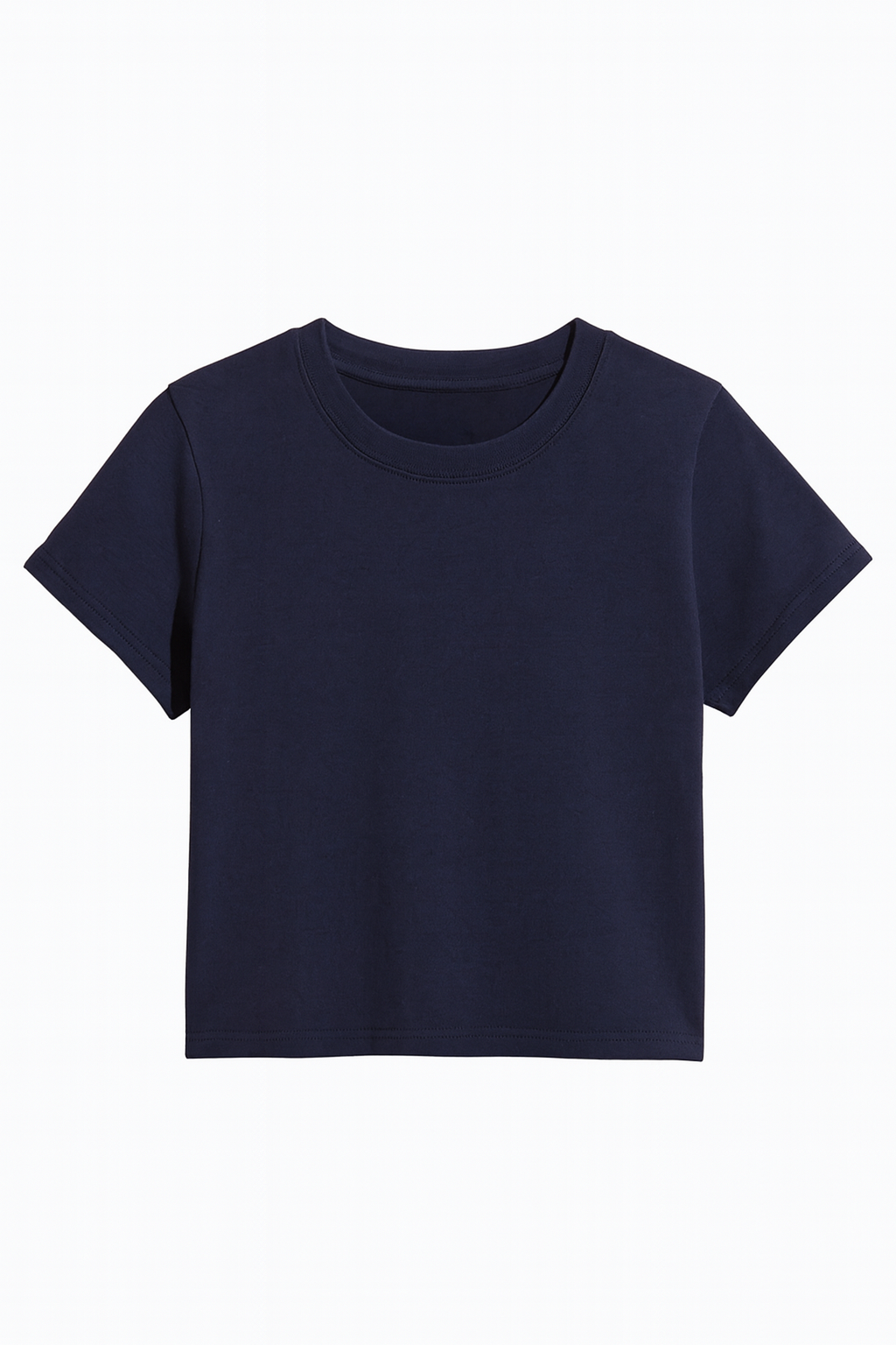 Mineral Washed Cotton Cropped Tee - Navy