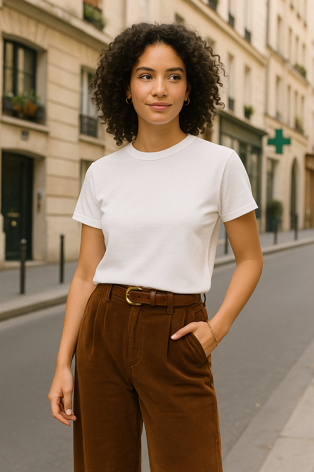 Mineral Washed Cotton Cropped Tee - Off White