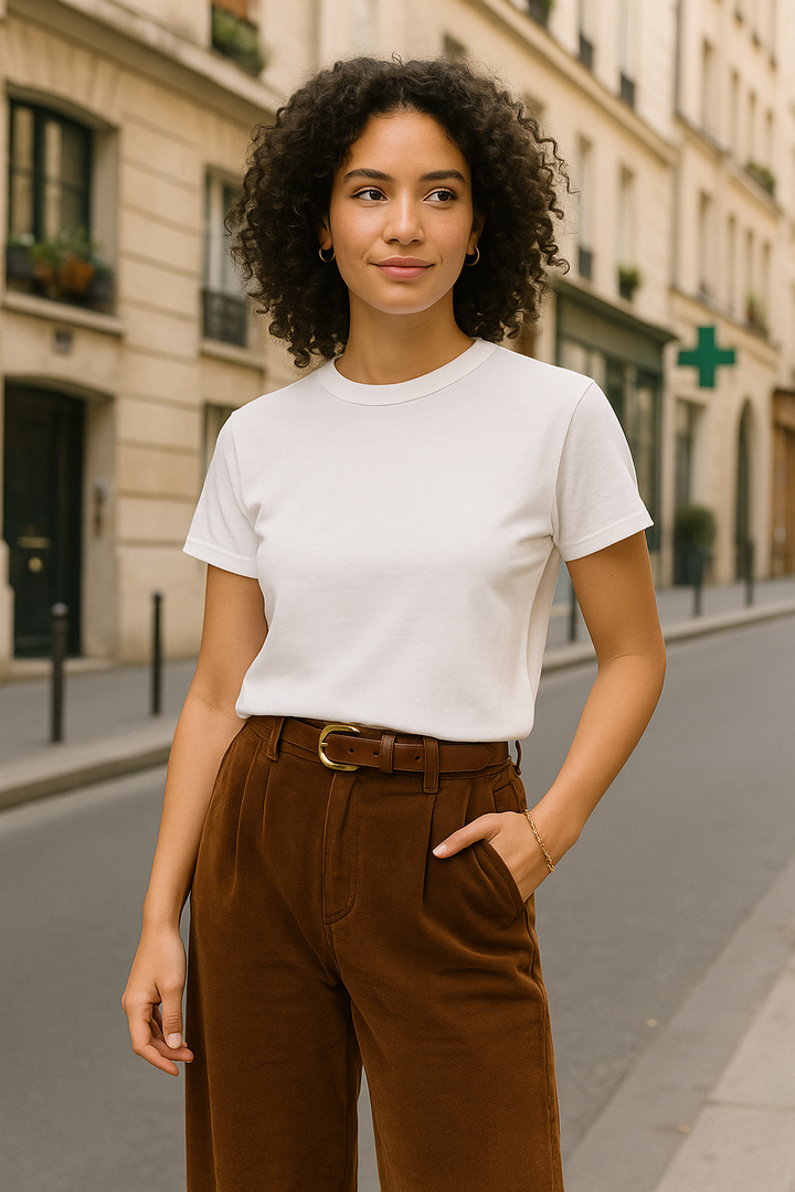 Mineral Washed Cotton Cropped Tee - Off White