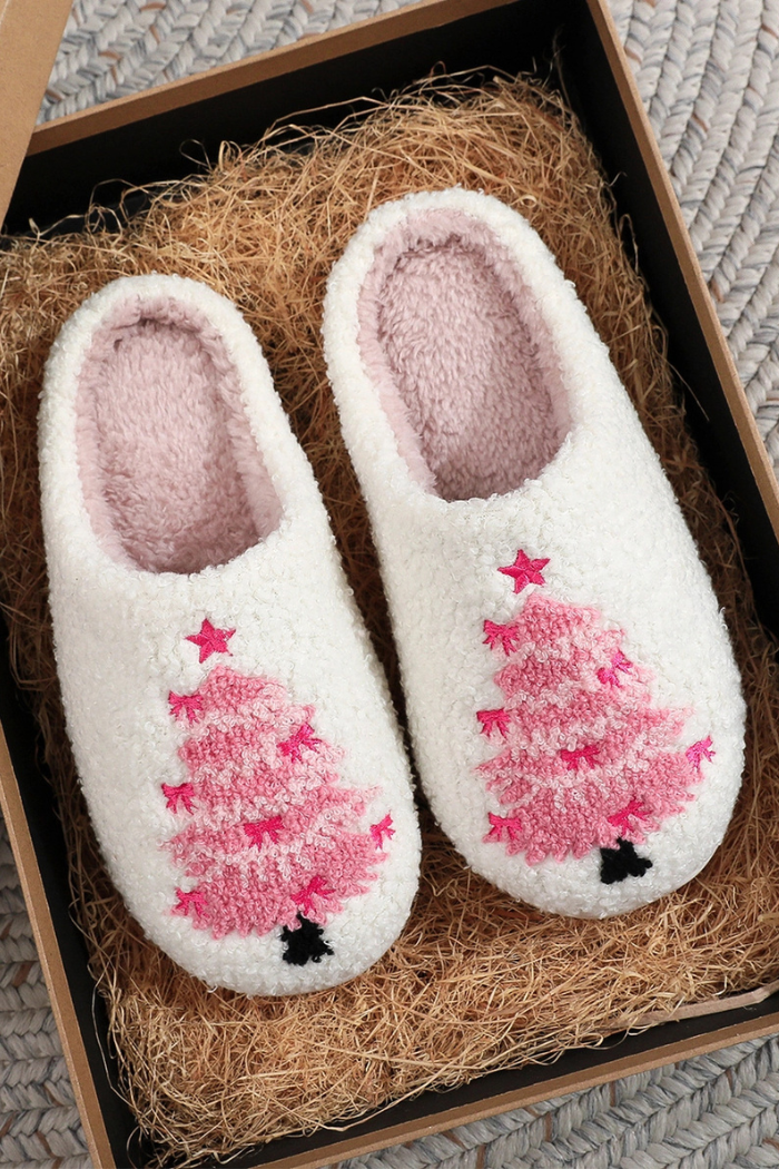 Christmas Tree Pattern Plush Slippers
