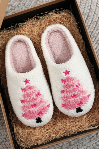Christmas Tree Pattern Plush Slippers