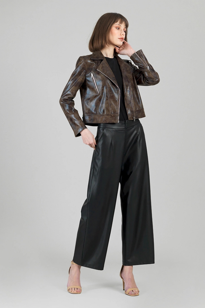 Clara Sunwoo Distressed Leather High Waist Jacket JK427P2