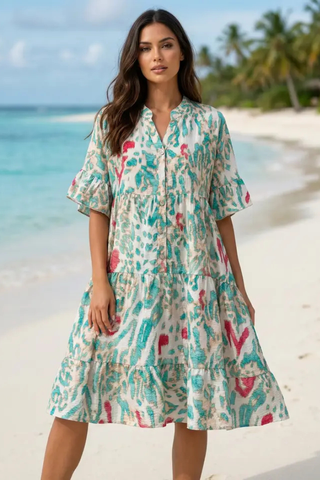 Coastal Mosaic Tiered Coverup