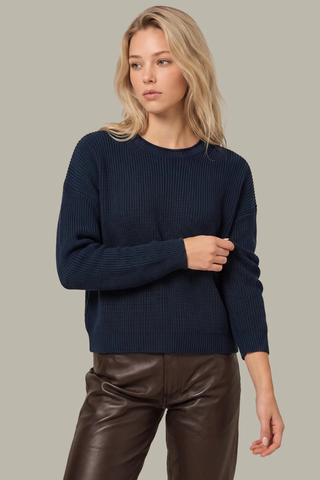 Daphne Cropped Cotton Pullover - Dark Blue 525 America 110039907
