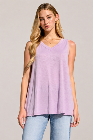 Dear Scarlett V-Neck Cotton Top - Lilac MHS91