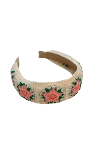 Dipped Shop Pink Flower Knit Wide Headband