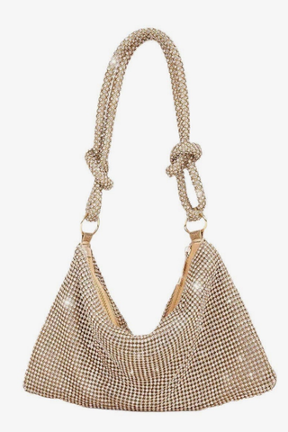 Dipped Shop Simple Rhinestone Sparkly Evening Bag DP25C748 Gold