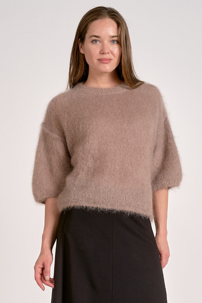 Cozy Fuzzy Cropped Sweater | Women's Short Sleeve Knit Top – The