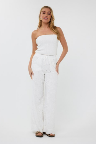 EsQualo Embroidered Flower Trousers