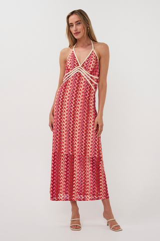 Lydia Crochet Maxi Dress Red Multi / L Lydia Crochet Maxi Dress Red Multi / L
