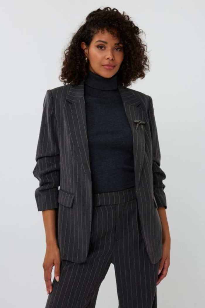 EsQualo Pinstriped Blazer with Black Studs F2510516