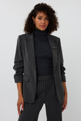 EsQualo Pinstriped Blazer with Black Studs F2510516