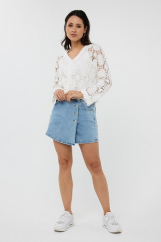 EsQualo Stretch Denim Skort