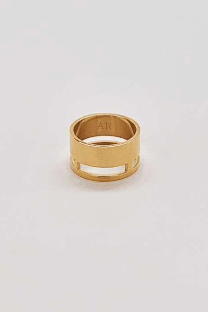 Gold Geo Wide Bar Ring