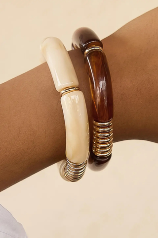 Flânerie Cove 18K Gold Non-Tarnish Chunky Resin Bangle Set