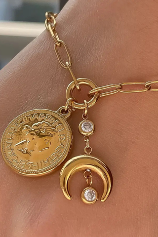 Flânerie boy MAIQ Lark Gold Non-Tarnish Coin Moon Chain Bracelet