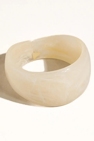 Flânerie by MAIQ Caelia Modern Bold Statement Resin Bangle - White
