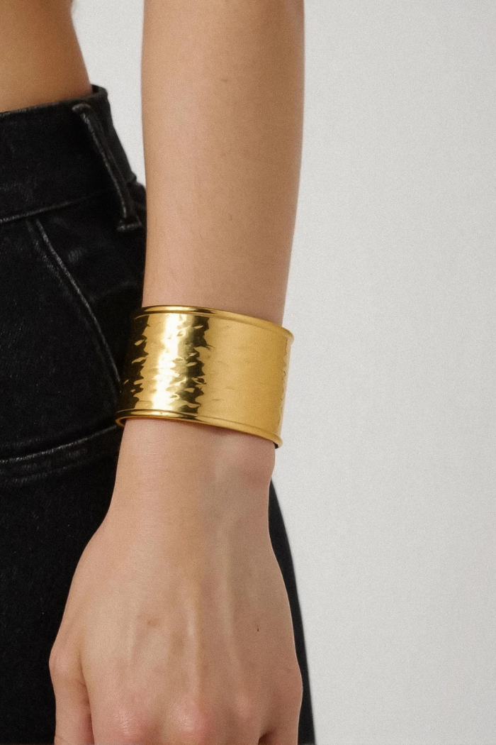 Flânerie by MAIQ Calric 18K Gold Non-Tarnish Wide Statement Cuff Bracelet