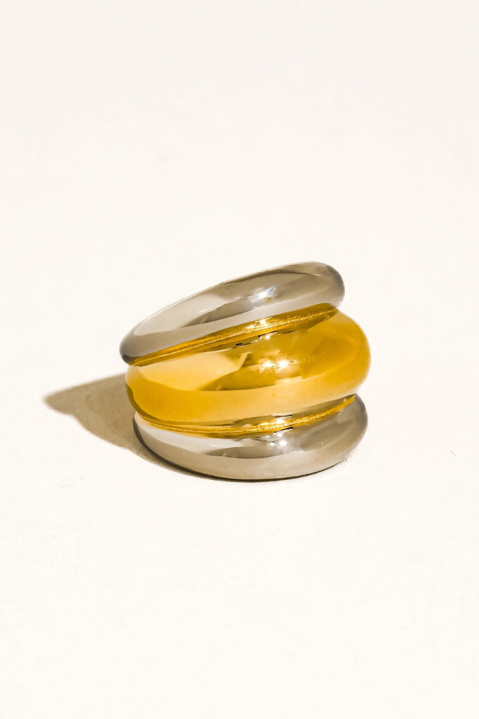 Flânerie by MAIQ Daelen 18K Gold Non-Tarnish Dome Statement Ring - Multi