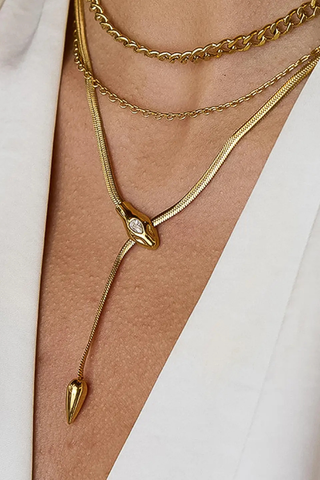 Flânerie by MAIQ Gildora Gold Non-Tarnish Serpent Y Lariat Necklace