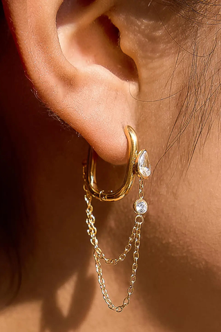 Flânerie by MAIQ Lucienne Gold Non-Tarnish CZ Chain Link Drop Earrings