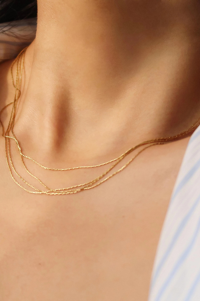 Flânerie by MAIQ Palisse 18K Gold Non-Tarnish Layered Dainty Chain Necklace - Gold