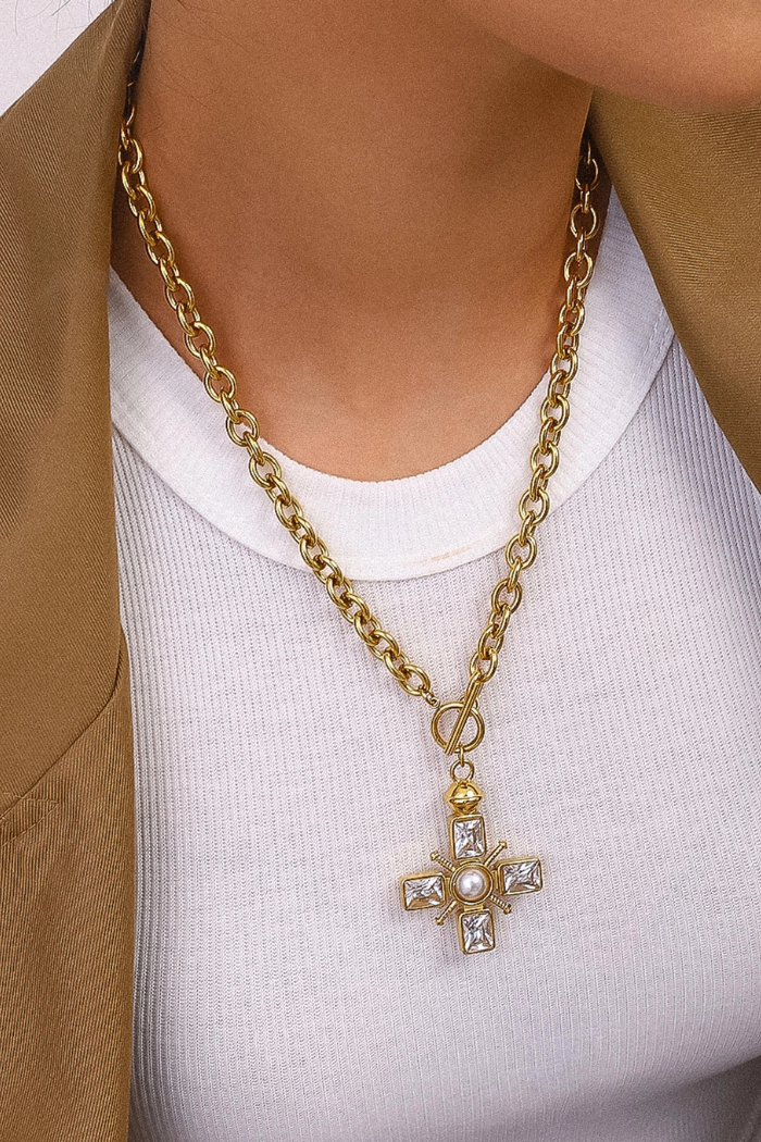 Flânerie by MAIQ Patrice 18K Gold Non-Tarnish Cross Necklace - Gold
