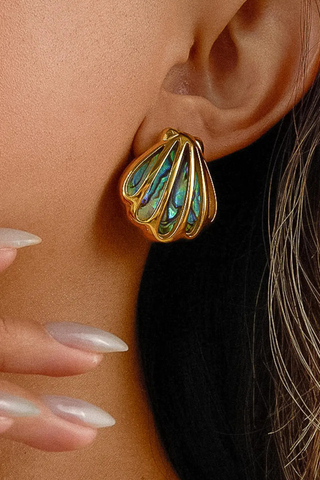 Flânerie by MAIQ Rocio Gold Non-Tarnish Abalone Shell Stud Earrings