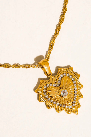 Flânerie by MAIQ Valea Gold Non-Tarnish CZ Heart Pendant Necklace