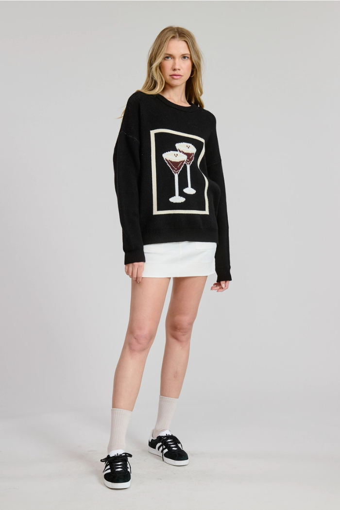 Flat White Double Espresso Martini Jacquard Sweater Top