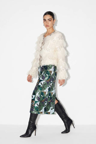 Geometric Sequin Embellished Midi Skirt Beulah AC5073