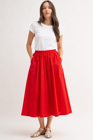 Glazed Cherry Elastic Waist Cotton Skirt