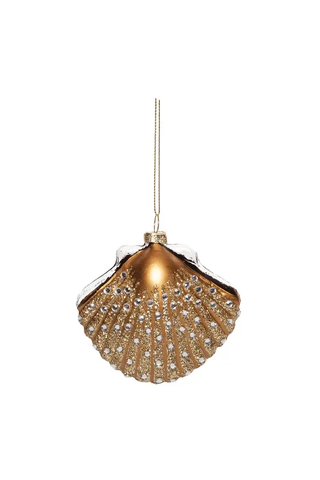 Gold Shell Blown Glass Ornament