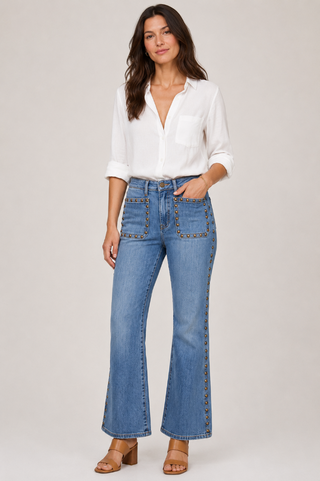 Hannah Flare Jeans with Patch Pockets & Studs LM4752HF01