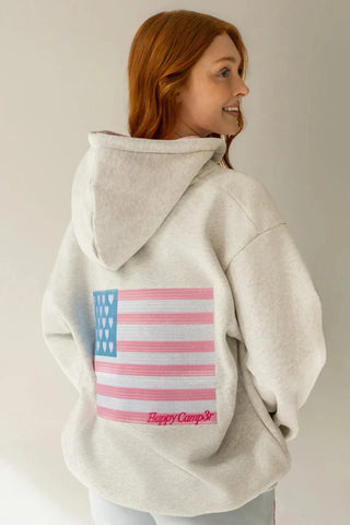 Happy Camp3r Pink Flag Zip Up Hoodie