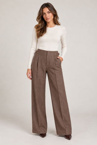 High Rise Pleated Wide Leg Trouser with Side Tab Liverpool LM7B65TL78