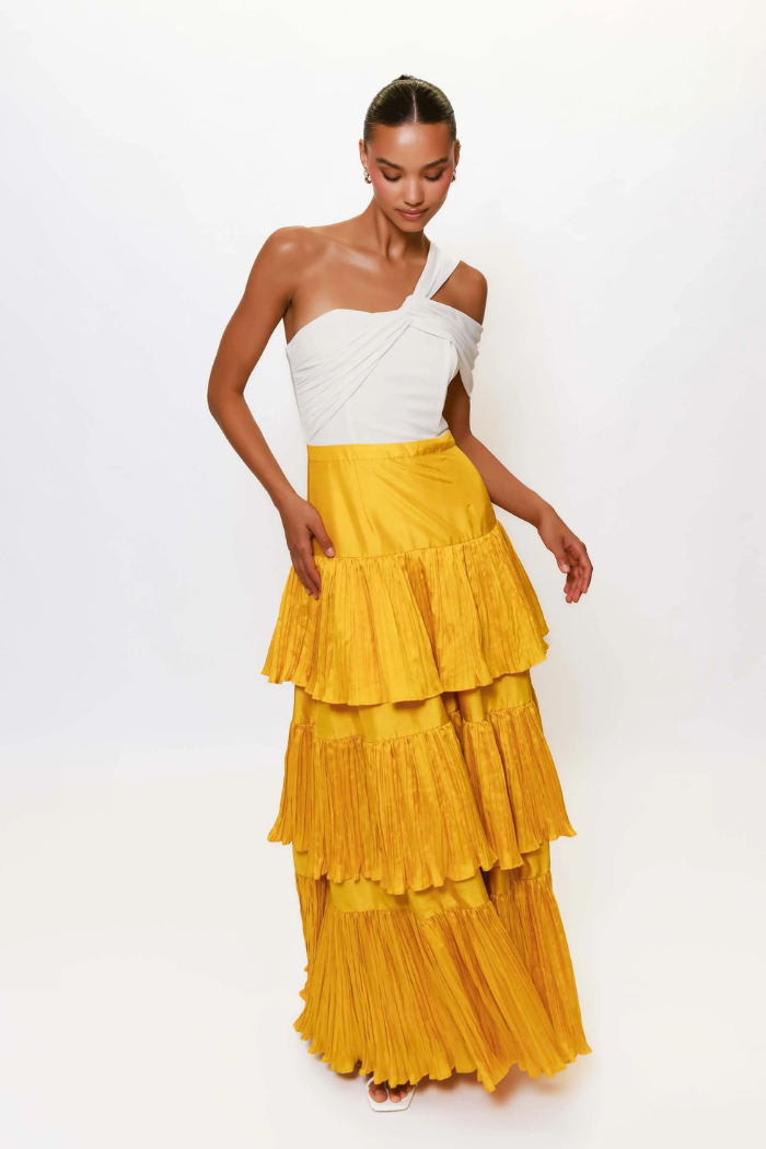 Hutch Rhea Tiered One-Shoulder Maxi Dress, White/Gold, Women's, 4, Cocktail & Party Wedding Guest Dresses One-Shoulder Dresses Hutch Rhea Tiered One-Shoulder Maxi Dress, White/Gold, Women's, 4, Cocktail & Party Wedding Guest Dresses One-Shoulder Dresses