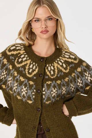 Irene Fair Isle Oversized Cardigan ASTR ACT19621
