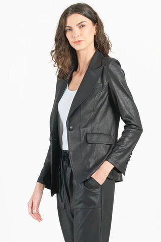 Liquid Leather Signature Pocket Blazer - Black JK124